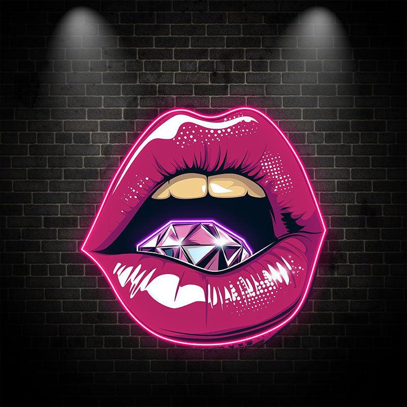 Vibrant Open Lips - Bold Red Lips with LED neon sign by NeonCS