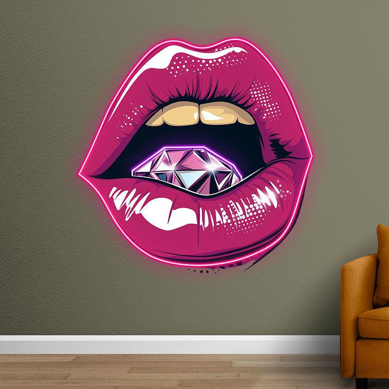 Vibrant Open Lips - Bold Red Lips with LED neon sign product image