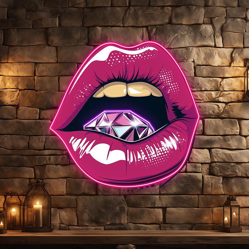 Vibrant Open Lips - Bold Red Lips with LED neon sign product image
