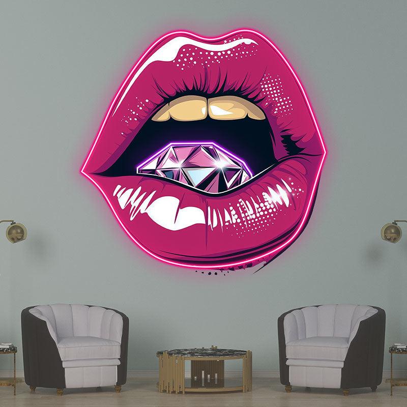 Vibrant Open Lips - Bold Red Lips with LED neon sign product image