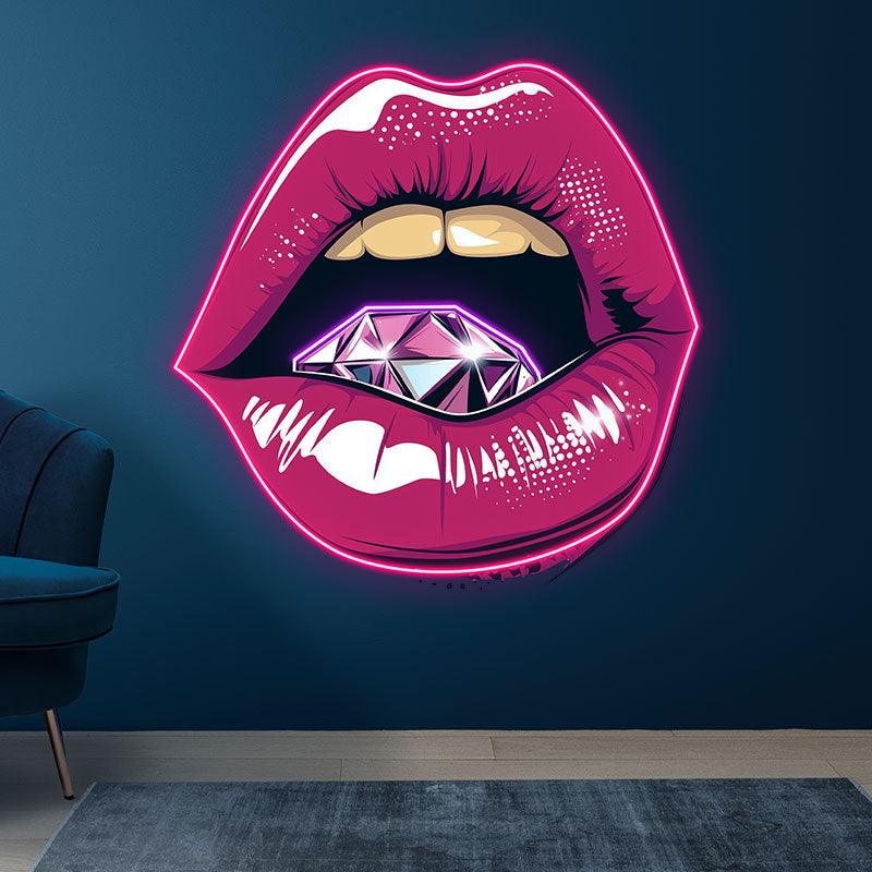 Vibrant Open Lips - Bold Red Lips with LED neon sign product image