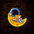 Cute Astronaut Lay on Moon Cartoon LED neon sign product image