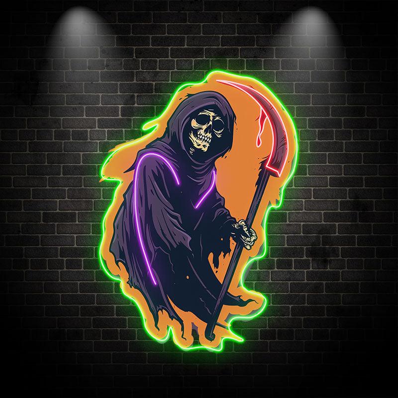 Sinister Grim Reaper Ghost with Scythe LED neon sign by NeonCS