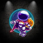Astronaut and Pumpkin Good Friends LED neon sign by NeonCS