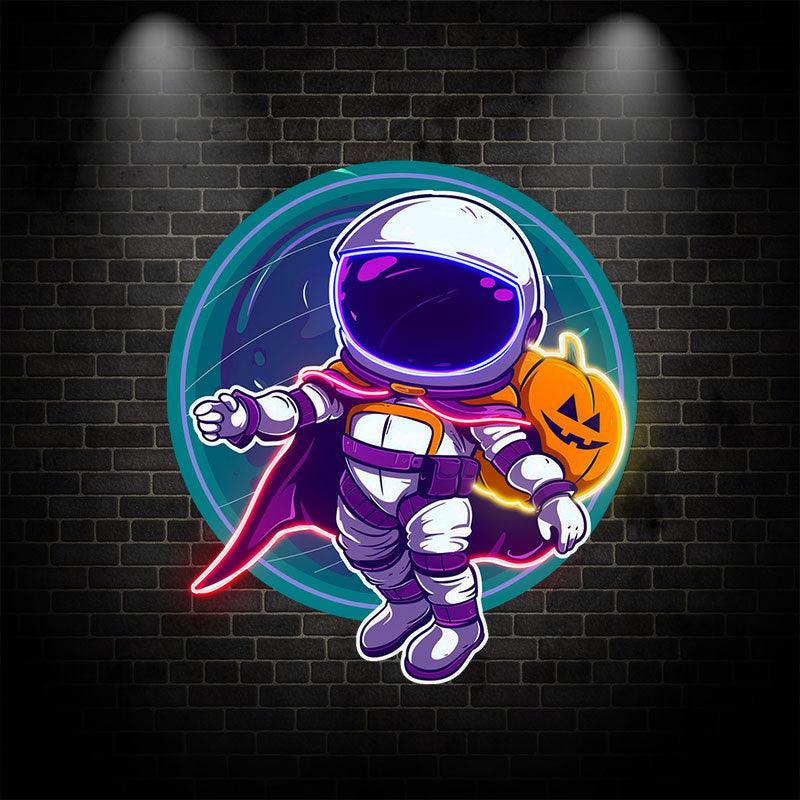 Astronaut and Pumpkin Good Friends LED neon sign by NeonCS