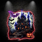 Haunted Castle with Bats and LED neon sign by NeonCS