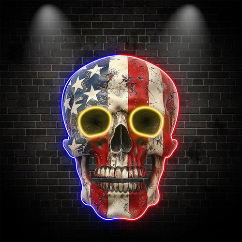 American Flag Skull Light Unique Decor LED neon sign by NeonCS