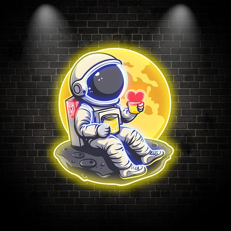 Love in Space: Astronaut Sipping LED neon sign product image