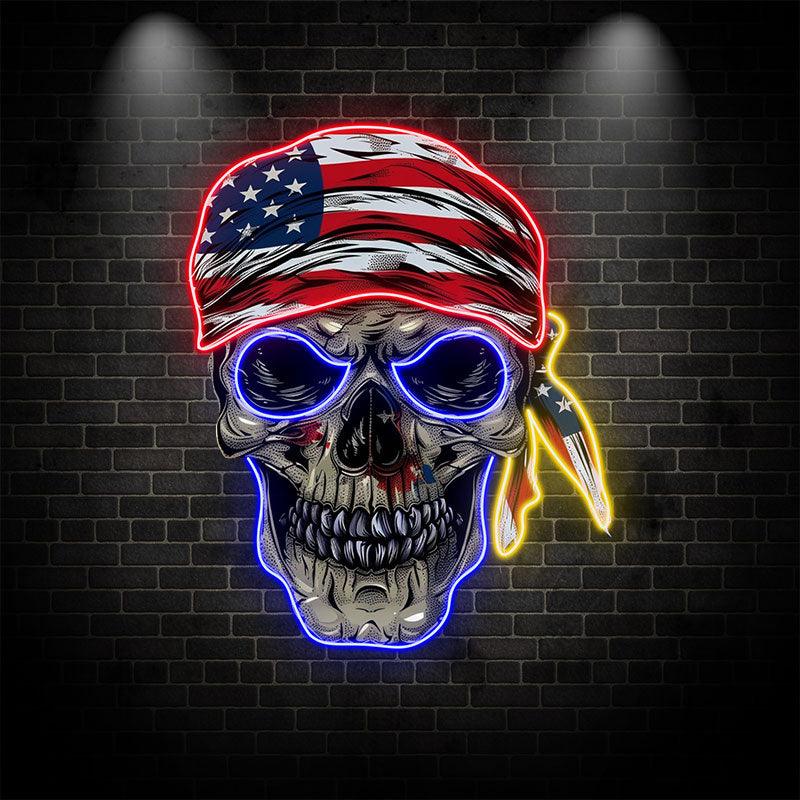 Patriotic Skull Halloween Light with LED neon sign by NeonCS