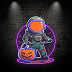 Astronaut Carrying Pumpkin Lights LED neon sign by NeonCS