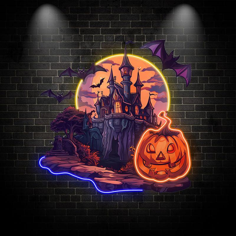 Spooky Pumpkin Castle Decoration LED neon sign by NeonCS