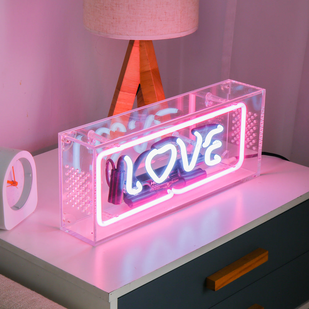 Pink Lighting"love" Table Box LED Neon LED neon sign by NeonCS