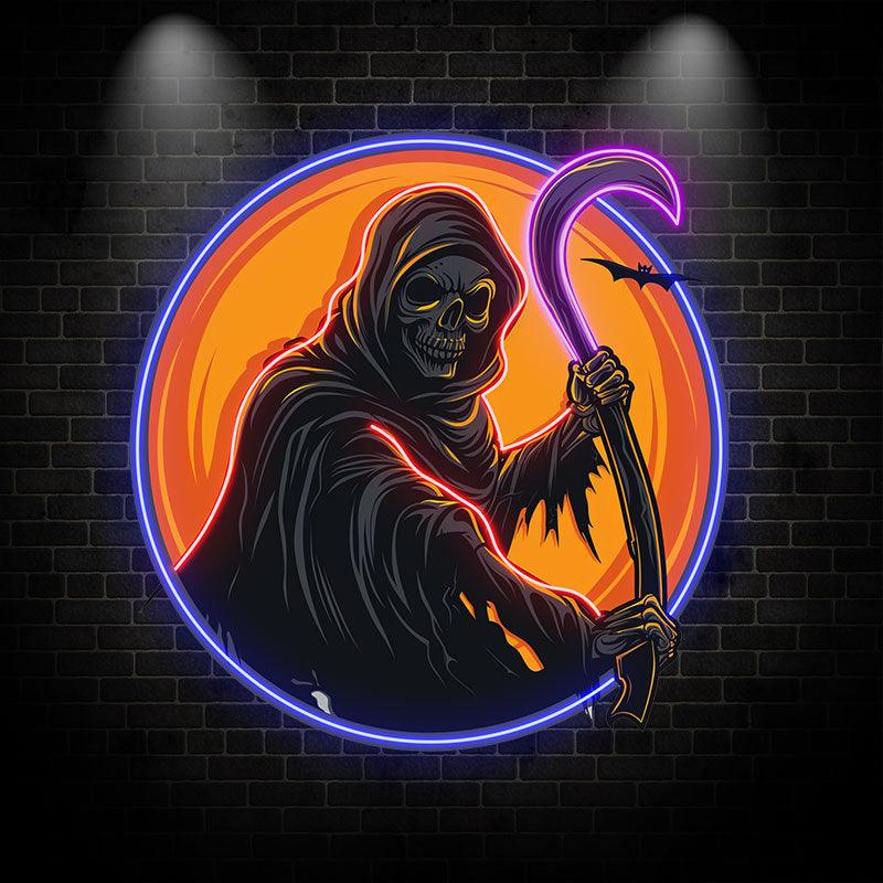 Round Light: Spooky Grim Reaper Ghost LED neon sign by NeonCS