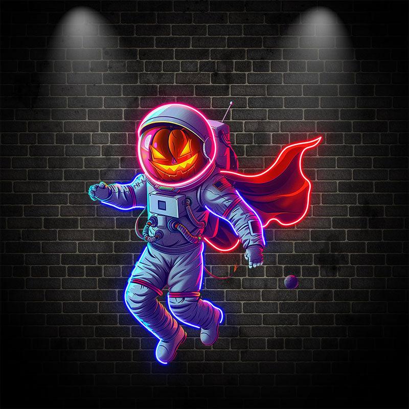 Astronaut Pumpkin Helmet Red Cloak LED neon sign by NeonCS