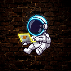 Cute Astronaut Working on Laptop in LED neon sign by NeonCS