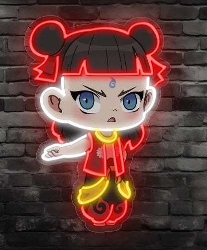 Nezha Shaped Uv Print Red and Yellow LED neon sign by NeonCS