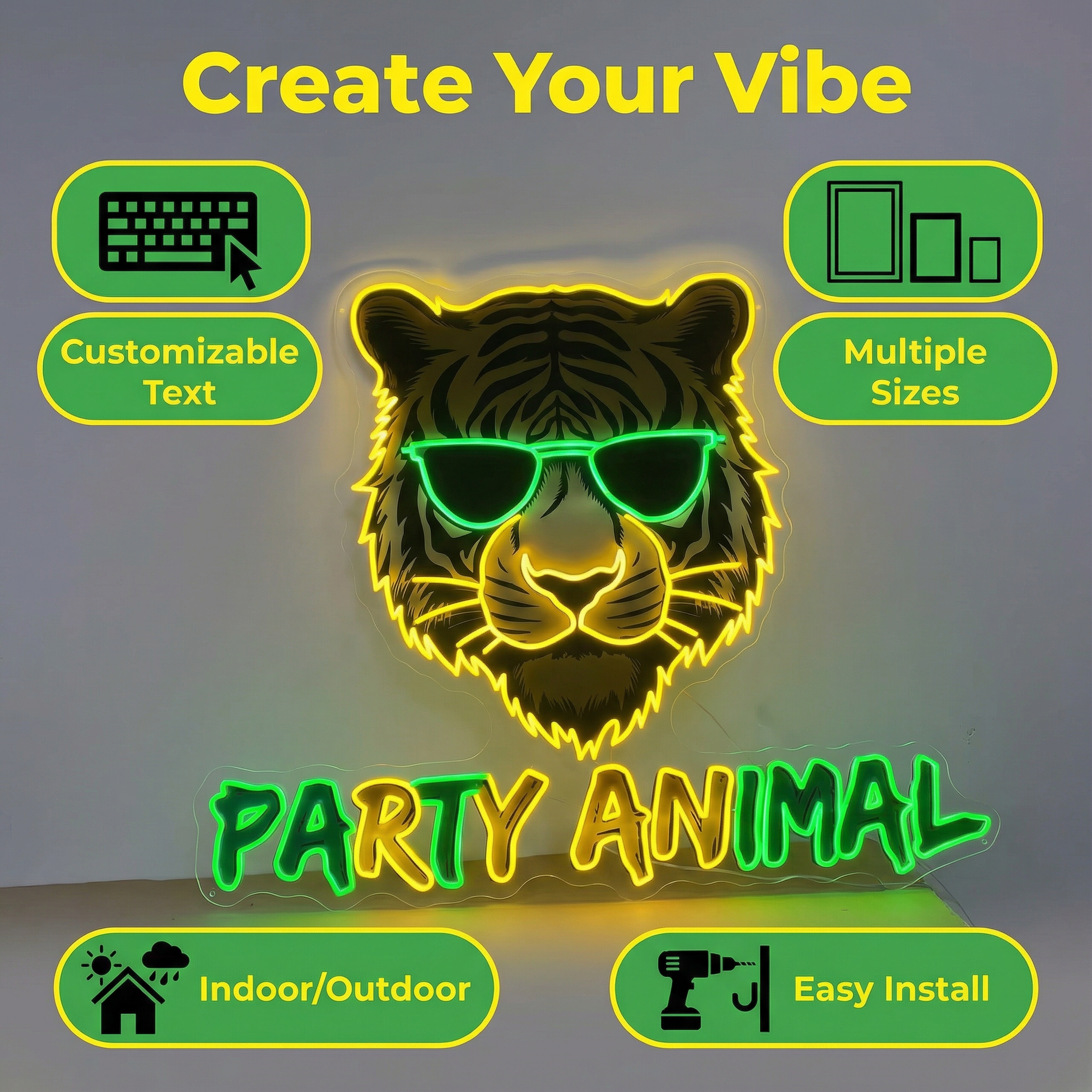 Custom "party Animal" Tiger - for Bar LED neon sign product image