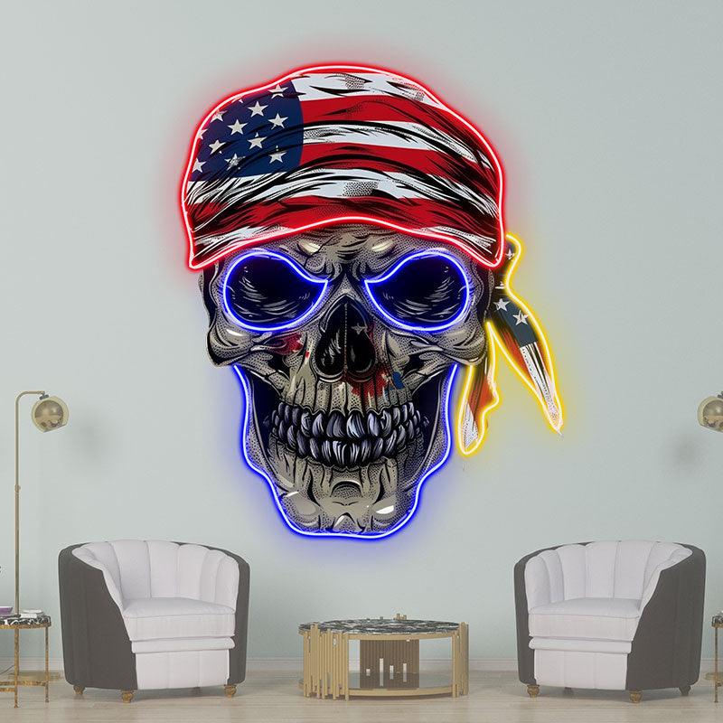 Patriotic Skull Halloween Light with LED neon sign product image