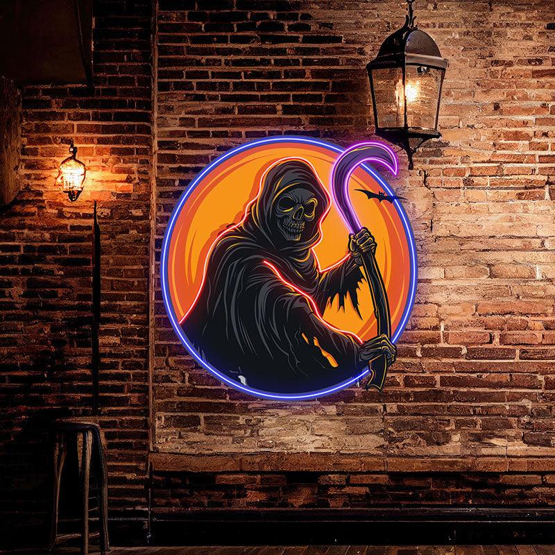 Round Light: Spooky Grim Reaper Ghost LED neon sign product image
