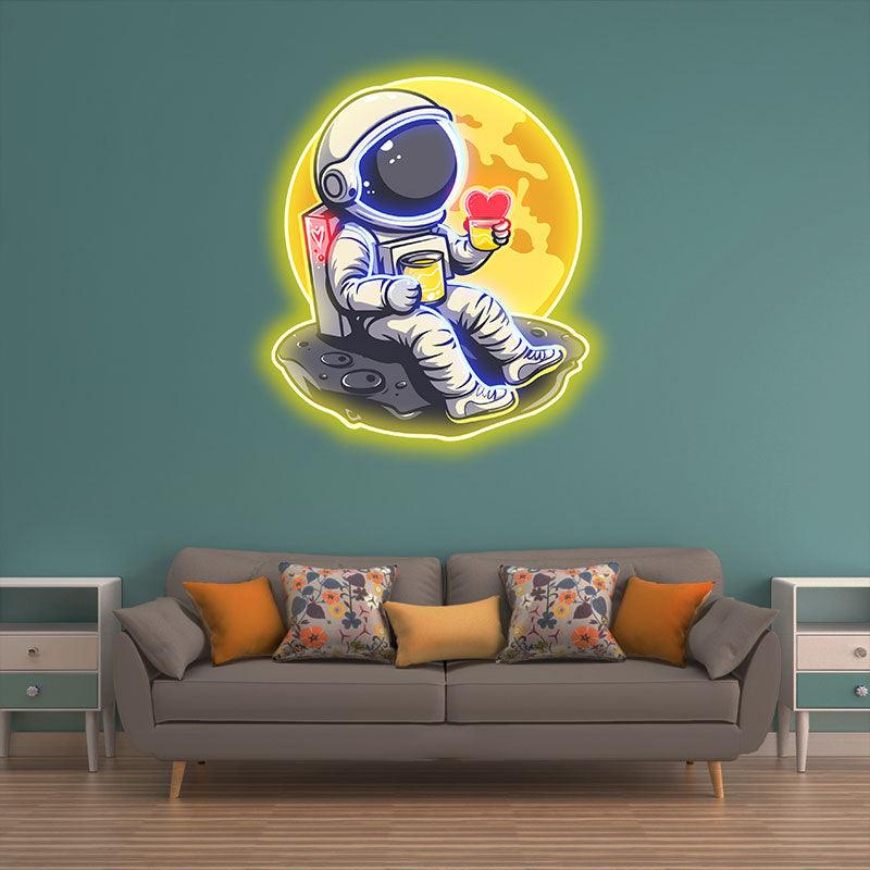 Love in Space: Astronaut Sipping LED neon sign product image