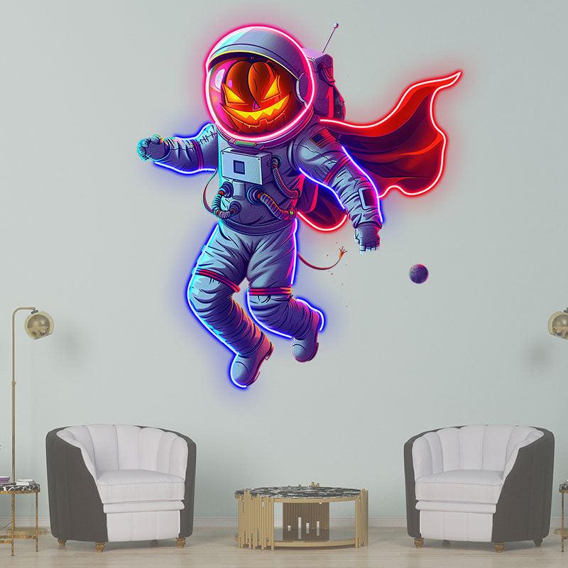 Astronaut Pumpkin Helmet Red Cloak LED neon sign product image