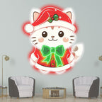 Cute Christmas Cat : Wearing a Red LED neon sign product image