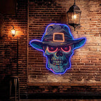 Stylish Skull with Hat Light Edgy Home LED neon sign product image