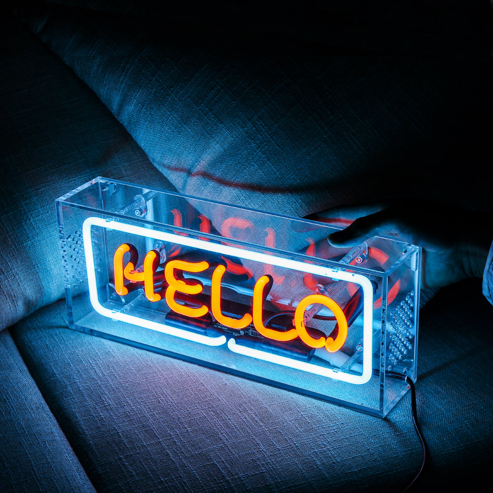 Hello" for Bar Table Standing Glass LED neon sign by NeonCS