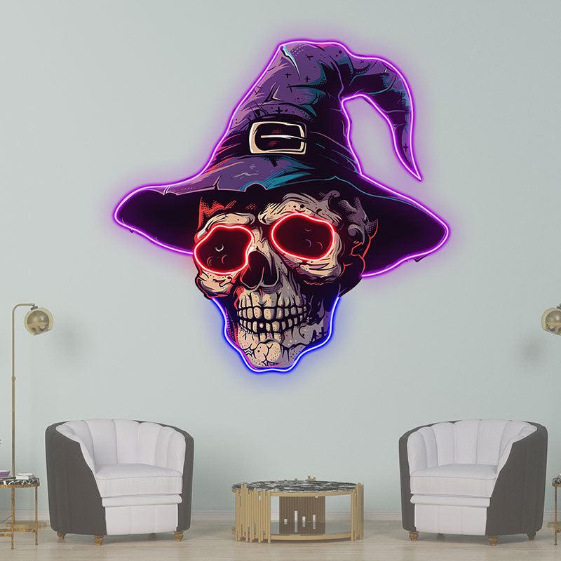 Spooky Skeleton in Wizard Hat and LED neon sign product image