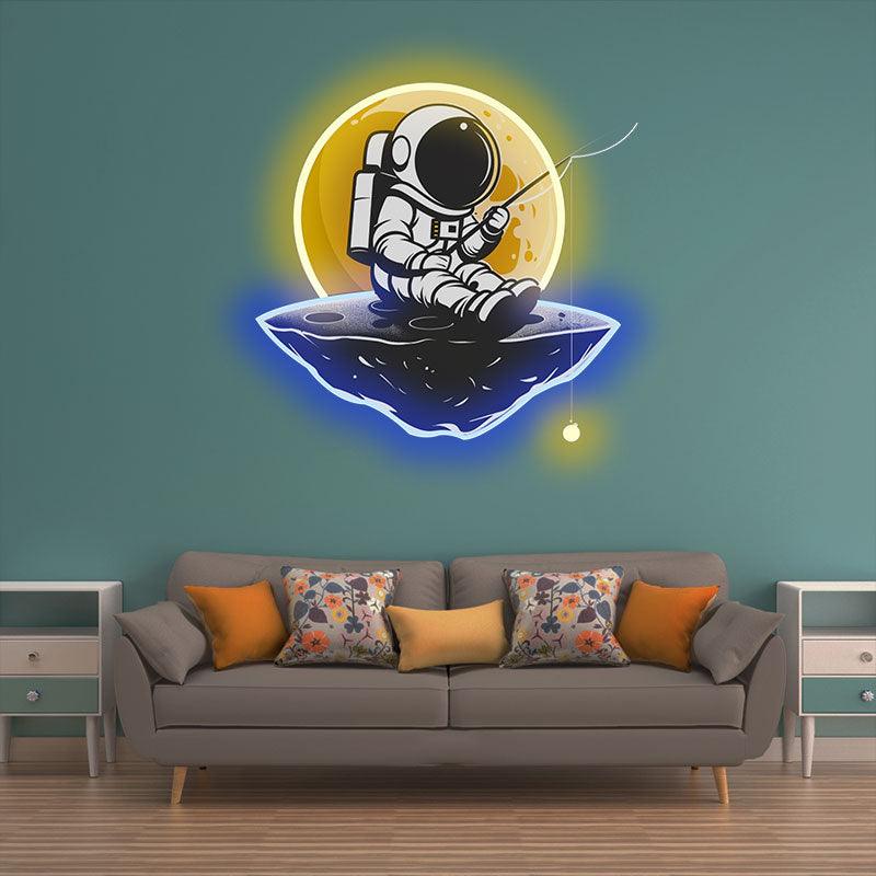 Astronaut Fishing Light - Whimsical LED neon sign product image