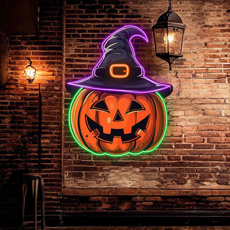 Spooky Hat-wearing Pumpkin Perfect for LED neon sign product image