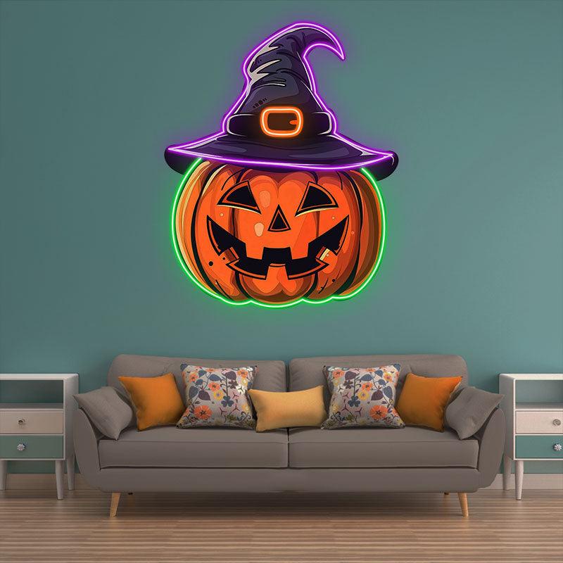 Spooky Hat-wearing Pumpkin Perfect for LED neon sign product image