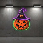 Spooky Hat-wearing Pumpkin Perfect for LED neon sign product image