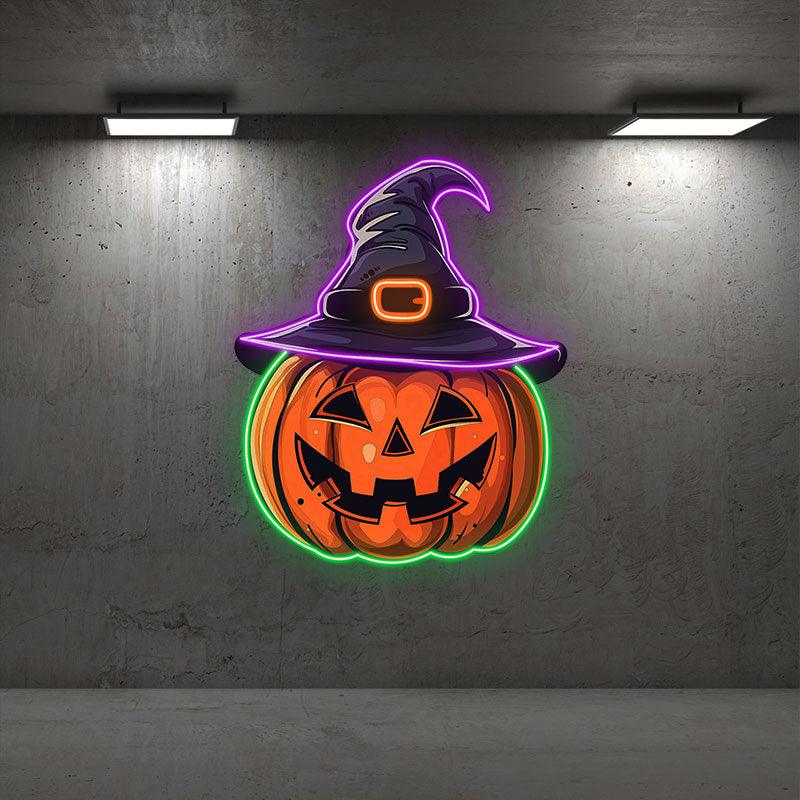 Spooky Hat-wearing Pumpkin Perfect for LED neon sign product image