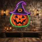 Spooky Hat-wearing Pumpkin Perfect for LED neon sign product image