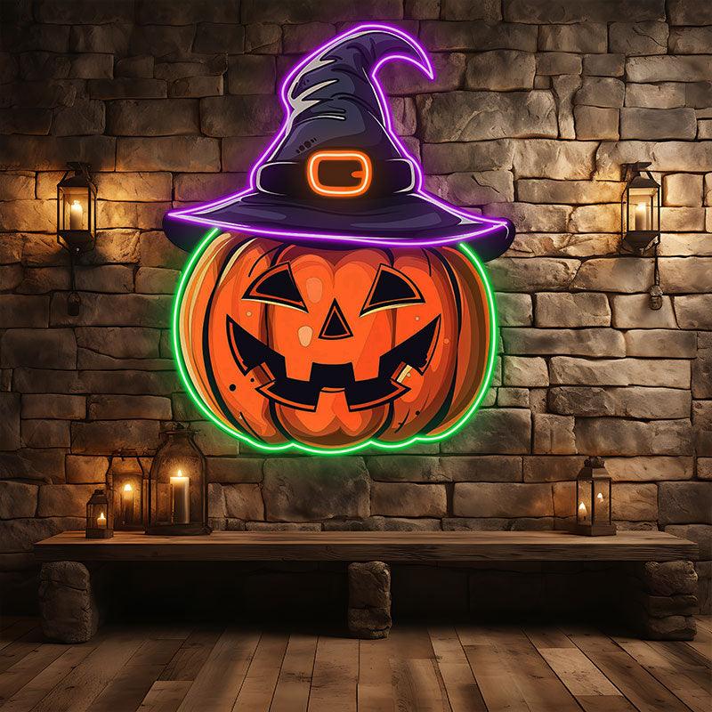 Spooky Hat-wearing Pumpkin Perfect for LED neon sign product image