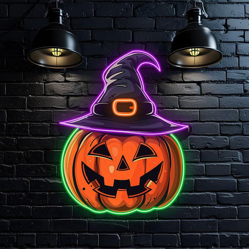 Spooky Hat-wearing Pumpkin Perfect for LED neon sign product image