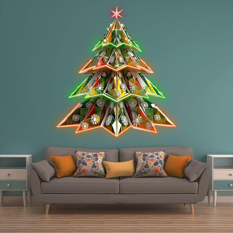 Sparkling 3d Snowflake Christmas Tree LED neon sign product image