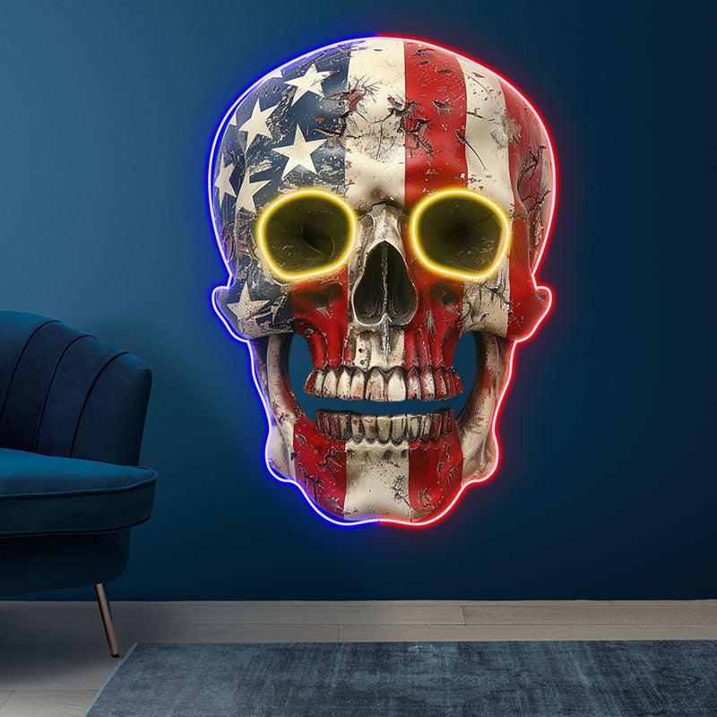 American Flag Skull Light Unique Decor LED neon sign product image