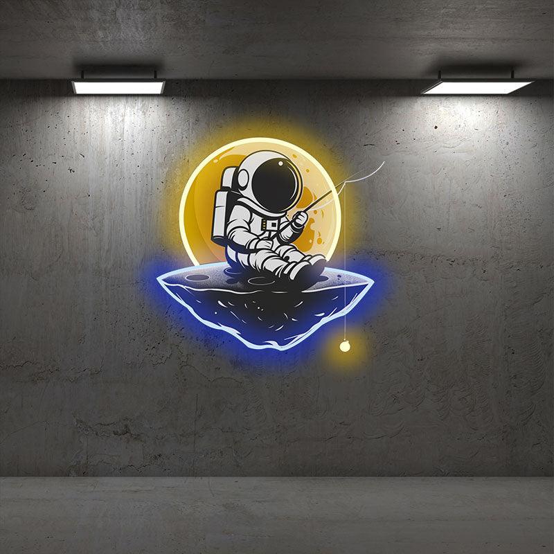 Astronaut Fishing Light - Whimsical LED neon sign product image