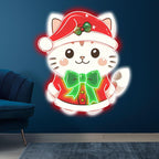 Cute Christmas Cat : Wearing a Red LED neon sign product image