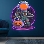 Astronaut Carrying Pumpkin Lights LED neon sign product image