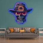 Stylish Skull with Hat Light Edgy Home LED neon sign product image