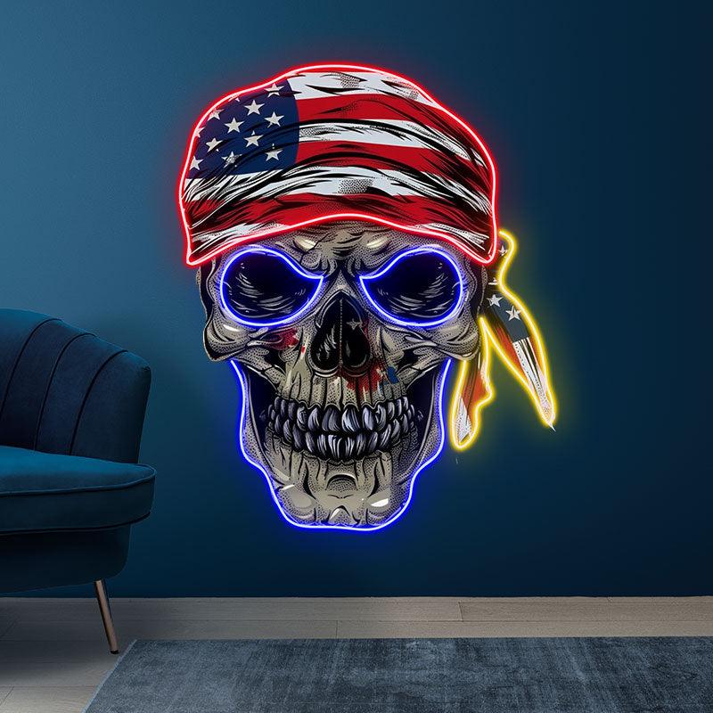 Patriotic Skull Halloween Light with LED neon sign product image