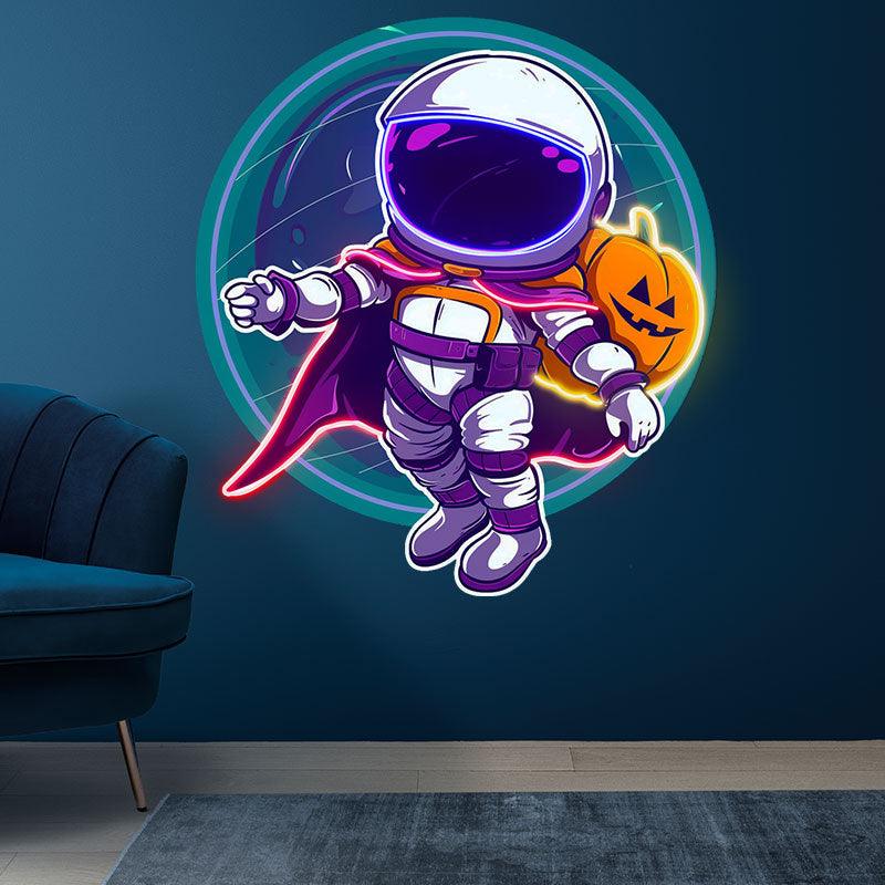 Astronaut and Pumpkin Good Friends LED neon sign product image