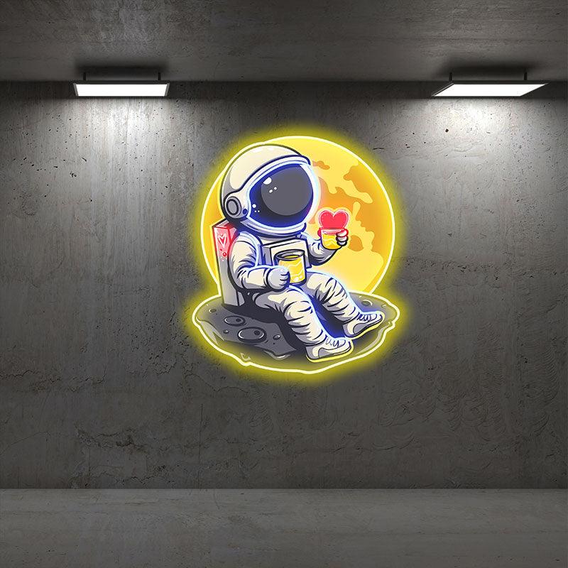 Love in Space: Astronaut Sipping LED neon sign product image