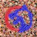 Wolf with Crescent Moon Bold Wall LED neon sign product image