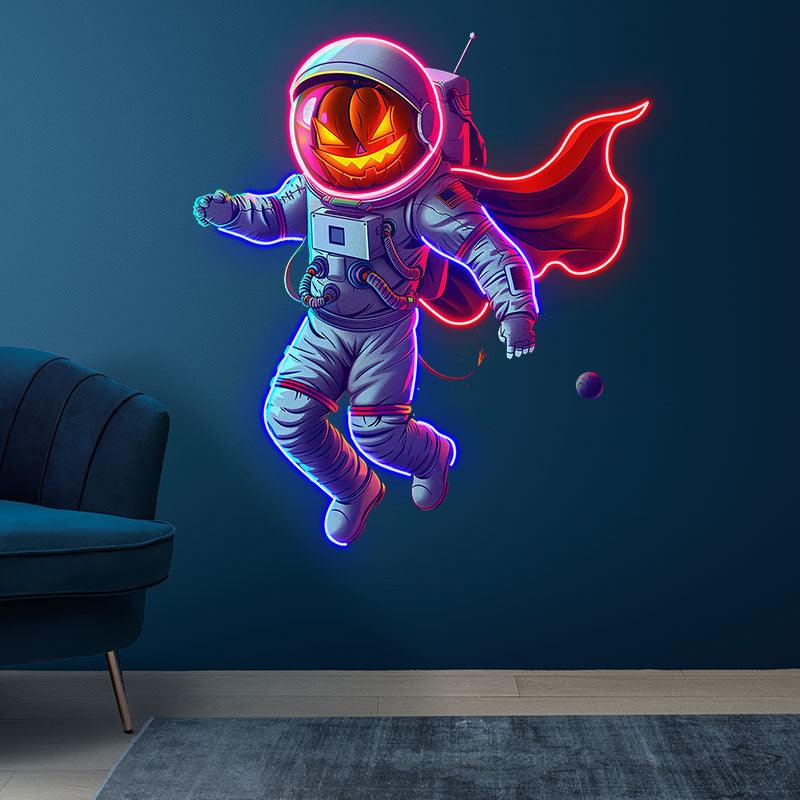 Astronaut Pumpkin Helmet Red Cloak LED neon sign product image