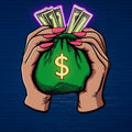 Large for Home Art Hands Holding Money LED neon sign by NeonCS