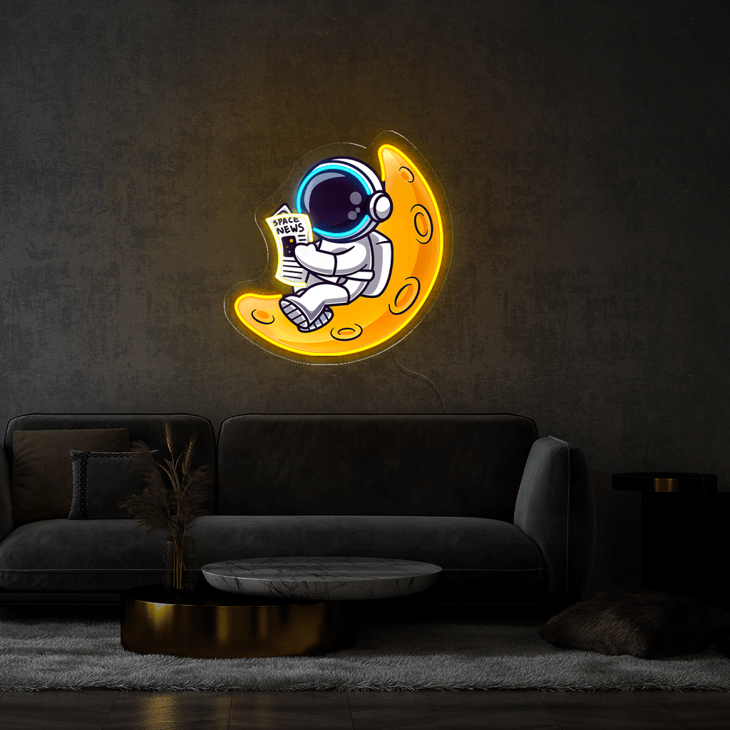 Cute Astronaut Reading Newspaper on LED neon sign product image
